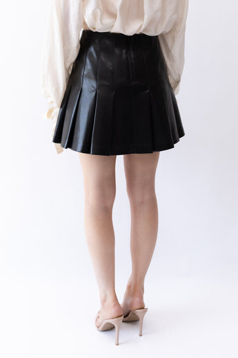 Alice + Olivia Carter Pleated Faux Leather Mini Skirt