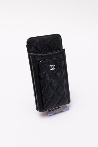 Chanel Quilted Cavier Phone Holder Crossbody Bag