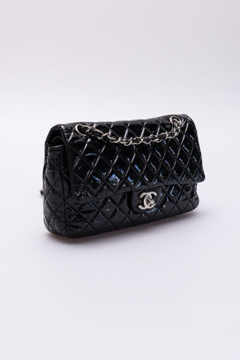 Chanel Soft Patent Double Flap Bag Black