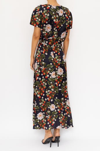 Borgo De Nor Belted Floral Silk Midi Dress