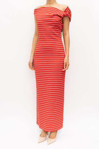 MSGM Asymmetric Stripe Dress