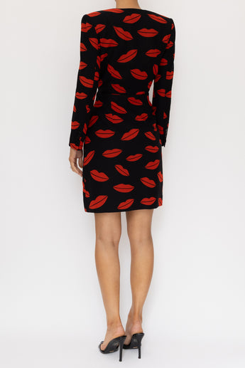 Saint Laurent Crossover Dress Printed Lips