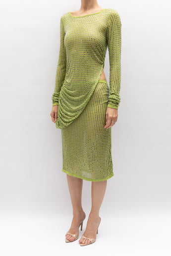 Christopher Esber Cirrus Cutaway Long Sleeve Midi Dress