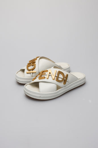 Fendi Fendigraphy Logo Slide Sandals