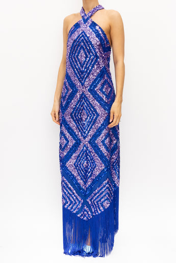 Taller Mamo Nina Fringed Sequin Maxi Dress