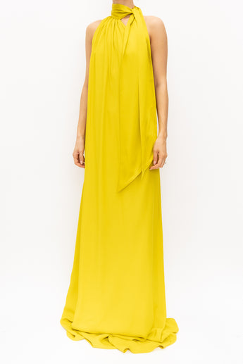 Taller Mamo Astor Halter Neck Dress Yellow