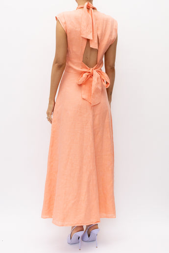 Scanlan Theodore Linen Turban Twist Dress Tangerine