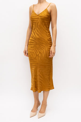 Silk Laundry 90s Slip Dress Tamarin Jacquard