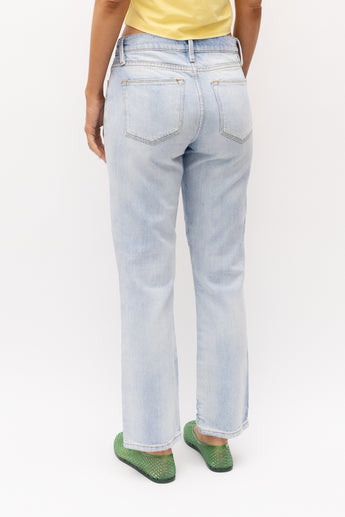 Frame Le High Straight Distressed Jeans Light Blue