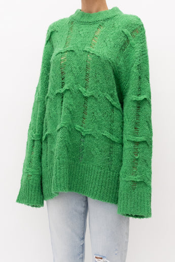 Camilla and Marc Lune Cable Knit Crew Emerald