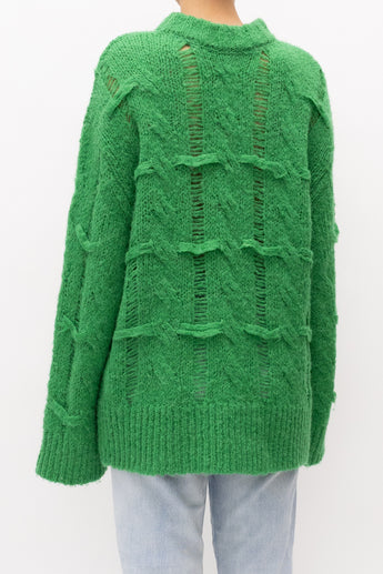 Camilla and Marc Lune Cable Knit Crew Emerald