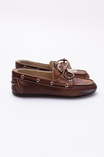 Miu Miu Unlined Bleached Leather Boat Shoes