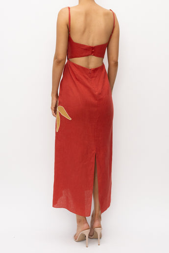 Johanna Ortiz Calm Wind Embroidered Midi Dress