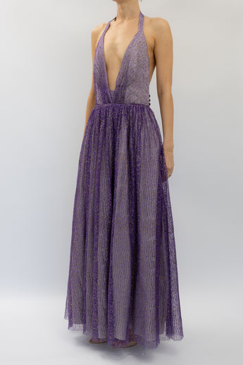 Scanlan Theodore Tinsel Tulle Backless Gown