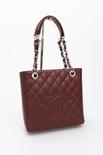 Chanel Petite Shopping Tote Burgundy