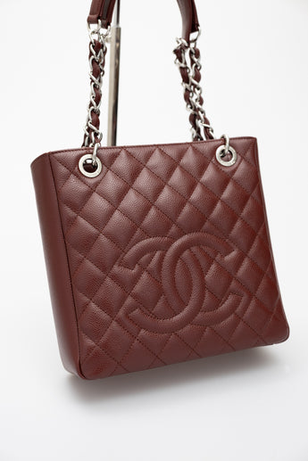 Chanel Petite Shopping Tote Burgundy