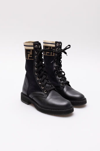 Fendi Rockoko Combat Leather Boots