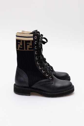 Fendi Rockoko Combat Leather Boots