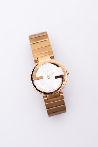 Gucci Mother of Pearl Rose Gold Tone Stainless Steel Watch