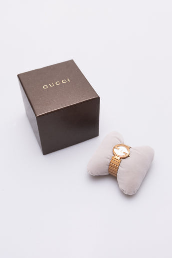 Gucci Mother of Pearl Rose Gold Tone Stainless Steel Watch