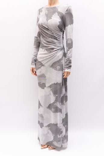 Scanlan Theodore Italian Mesh Long Sleeve Dress Grey