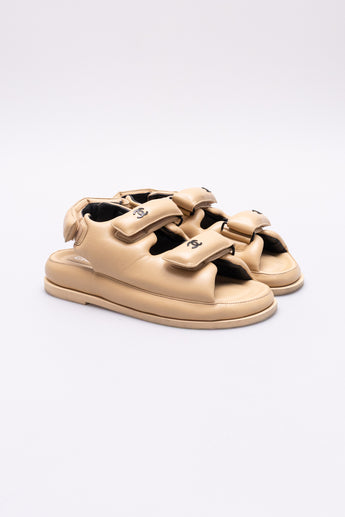 Chanel Padded Dad Sandals Beige