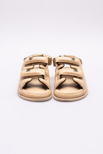 Chanel Padded Dad Sandals Beige