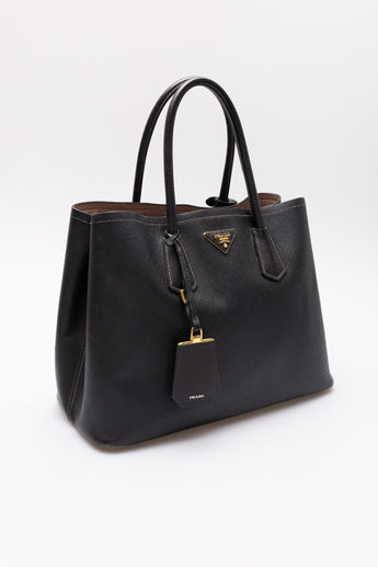 Prada Double Saffiano Leather Bag Black
