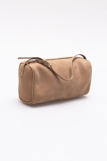 The Row 90s Leather Shoulder Bag Brown Suede