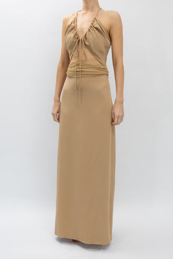 Christopher Esber Tulle Panel Halter Dress