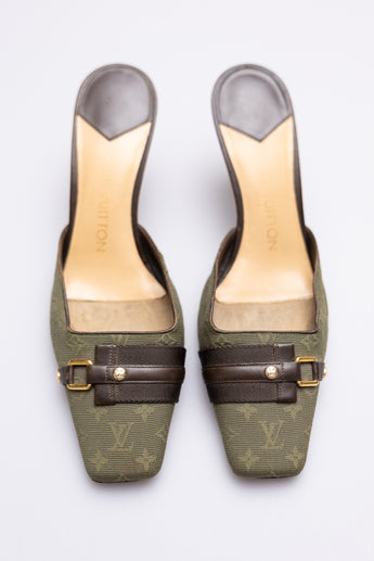 Louis Vuitton Vintage 90s Khaki Mules