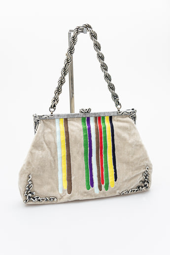 Bottega Veneta Velvet Embroidered Shoulder Bag