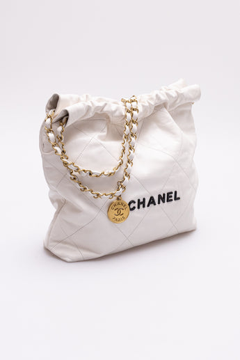 Chanel 22 Small Hobo Bag White