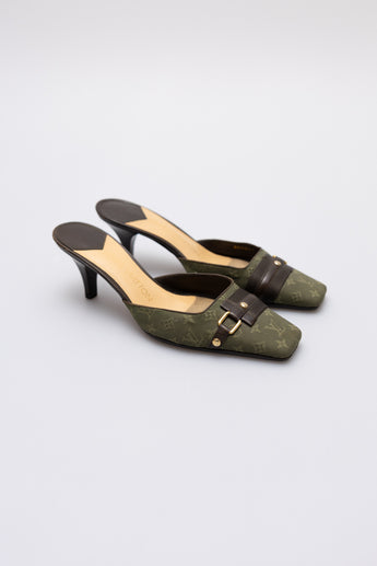 Louis Vuitton Vintage 90s Khaki Mules