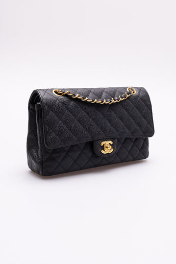 Chanel Classic Double Flap Bag Medium Black Caviar