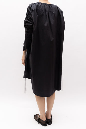 Lee Mathews Cotton Poplin Ruched Mini Dress Black