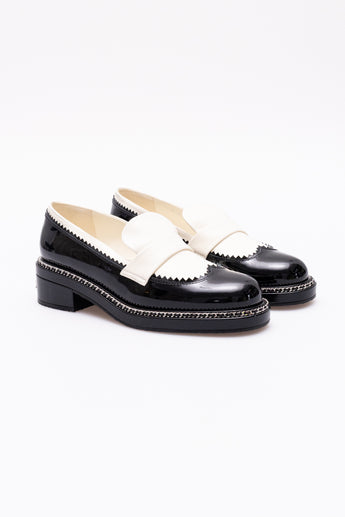 Chanel Two Tone Chain Loafers