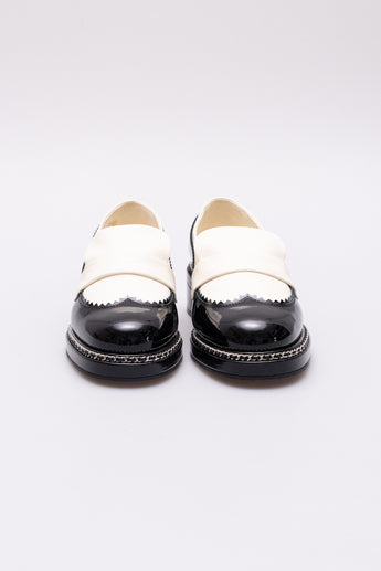 Chanel Two Tone Chain Loafers
