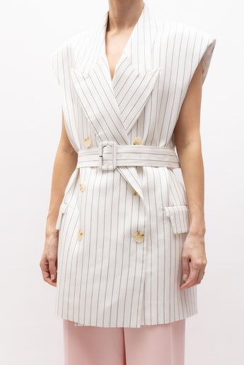 Camilla and Marc Jagger Blazer Vest White Pinstripe