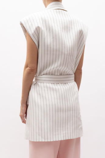 Camilla and Marc Jagger Blazer Vest White Pinstripe