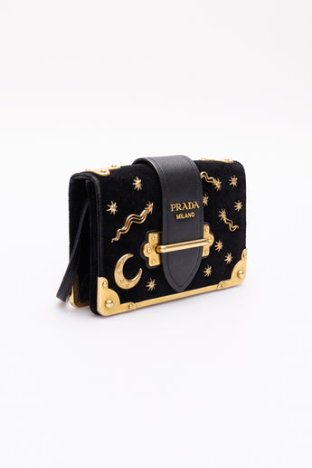 Prada Velvet Cahier Astrology Bag Black