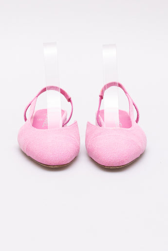 Chanel Cap Toe CC Slingback Sandals Pink Denim