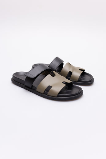 Hermes Chypre Sandals Vert Toundra / Noir