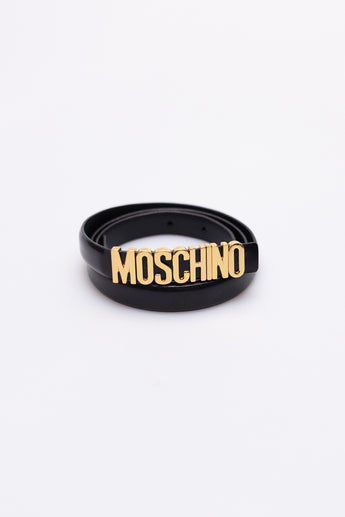 Moschino Lettering Logo Belt in Black