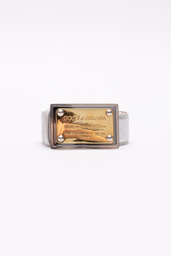 Dolce & Gabbana Metallic Silver Logo Belt