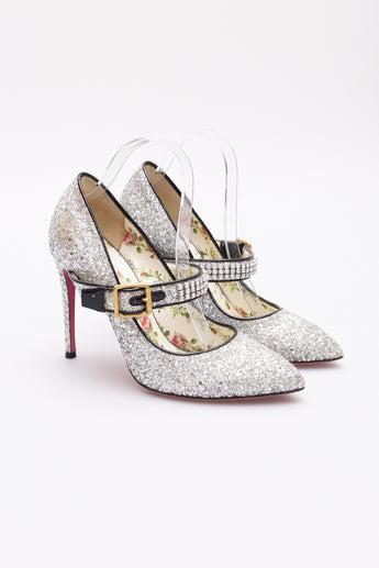 Gucci Sylvie Glitter Mary Jane Heels