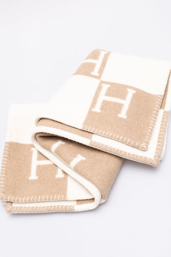 Hermes Avalon Baby Blanket Noisette Moyen/Blanc