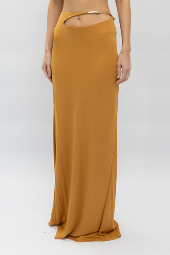 Christopher Esber Sculpted Buckle Strap Column Skirt