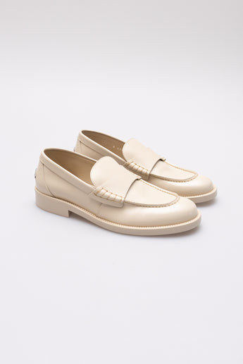 Chanel Leather Loafers Light Beige