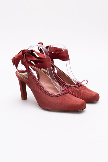 Zimmermann Chisel Toe Ballerina Pumps Burgundy